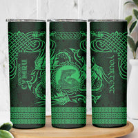 Personalized Cardiganshire Ceredigion Skinny Tumbler Green Leaping Salmon Celtic-inspired - Wonder Print Shop