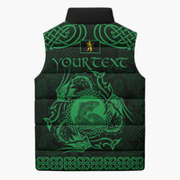 Personalized Cardiganshire Ceredigion Sleeveless Puffer Jacket Green Leaping Salmon Celtic-inspired - Wonder Print Shop