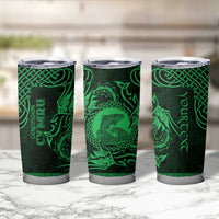 Personalized Cardiganshire Ceredigion Tumbler Cup Green Leaping Salmon Celtic-inspired - Wonder Print Shop