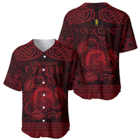Personalized Cardiganshire Ceredigion Baseball Jersey Red Leaping Salmon Celtic-inspired - Wonder Print Shop