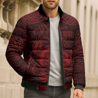 Personalized Cardiganshire Ceredigion Bomber Puffer Jacket Red Leaping Salmon Celtic-inspired - Wonder Print Shop