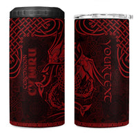 Personalized Cardiganshire Ceredigion 4 in 1 Can Cooler Tumbler Red Leaping Salmon Celtic-inspired - Wonder Print Shop