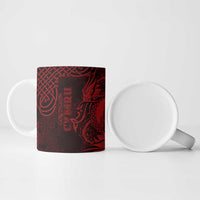 Personalized Cardiganshire Ceredigion Ceramic Mug Red Leaping Salmon Celtic-inspired - Wonder Print Shop