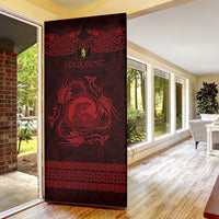 Personalized Cardiganshire Ceredigion Door Cover Red Leaping Salmon Celtic-inspired - Wonder Print Shop