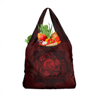 Personalized Cardiganshire Ceredigion Grocery Bag Red Leaping Salmon Celtic-inspired - Wonder Print Shop