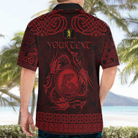 Personalized Cardiganshire Ceredigion Hawaiian Shirt Red Leaping Salmon Celtic-inspired - Wonder Print Shop