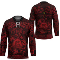 Personalized Cardiganshire Ceredigion Hockey Jersey Red Leaping Salmon Celtic-inspired - Wonder Print Shop