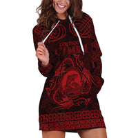 Personalized Cardiganshire Ceredigion Hoodie Dress Red Leaping Salmon Celtic-inspired - Wonder Print Shop