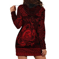 Personalized Cardiganshire Ceredigion Hoodie Dress Red Leaping Salmon Celtic-inspired - Wonder Print Shop