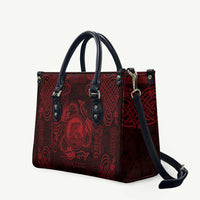 Personalized Cardiganshire Ceredigion Leather Bag Red Leaping Salmon Celtic-inspired - Wonder Print Shop