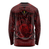 Personalized Cardiganshire Ceredigion Long Sleeve Shirt Red Leaping Salmon Celtic-inspired - Wonder Print Shop