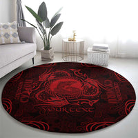 Personalized Cardiganshire Ceredigion Round Carpet Red Leaping Salmon Celtic-inspired - Wonder Print Shop