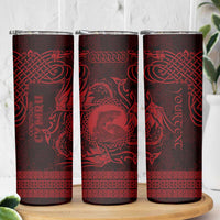 Personalized Cardiganshire Ceredigion Skinny Tumbler Red Leaping Salmon Celtic-inspired - Wonder Print Shop