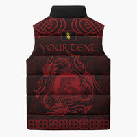 Personalized Cardiganshire Ceredigion Sleeveless Puffer Jacket Red Leaping Salmon Celtic-inspired - Wonder Print Shop