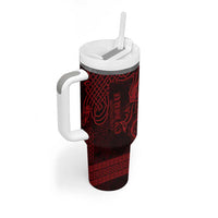 Personalized Cardiganshire Ceredigion Tumbler With Handle Red Leaping Salmon Celtic-inspired - Wonder Print Shop
