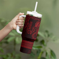 Personalized Cardiganshire Ceredigion Tumbler With Handle Red Leaping Salmon Celtic-inspired - Wonder Print Shop