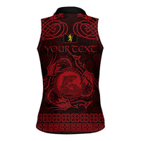 Personalized Cardiganshire Ceredigion Women Sleeveless Polo Shirt Red Leaping Salmon Celtic-inspired - Wonder Print Shop