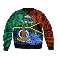 Tafea Day Sleeve Zip Bomber Jacket Vanuatu Sand Drawing With Polynesian Pattern - Wonder Print Shop