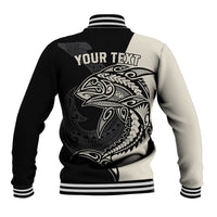 Personalised Polynesia Fishing Baseball Jacket With Maori Hei Matau Fish Hook Gold Art LT9 - Wonder Print Shop