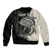 Personalised Polynesia Fishing Bomber Jacket With Maori Hei Matau Fish Hook Gold Art LT9 - Wonder Print Shop