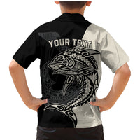 Personalised Polynesia Fishing Family Matching Mermaid Dress and Hawaiian Shirt With Maori Hei Matau Fish Hook Gold Art LT9 - Wonder Print Shop