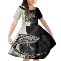 Personalised Polynesia Fishing Family Matching Mermaid Dress and Hawaiian Shirt With Maori Hei Matau Fish Hook Gold Art LT9 - Wonder Print Shop