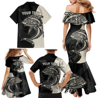 Personalised Polynesia Fishing Family Matching Mermaid Dress and Hawaiian Shirt With Maori Hei Matau Fish Hook Gold Art LT9 - Wonder Print Shop