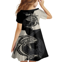 Personalised Polynesia Fishing Family Matching Tank Maxi Dress and Hawaiian Shirt With Maori Hei Matau Fish Hook Gold Art - Wonder Print Shop