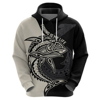 Personalised Polynesia Fishing Hoodie With Maori Hei Matau Fish Hook Gold Art - Wonder Print Shop