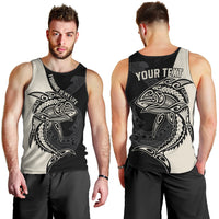Personalised Polynesia Fishing Men Tank Top With Maori Hei Matau Fish Hook Gold Art - Wonder Print Shop