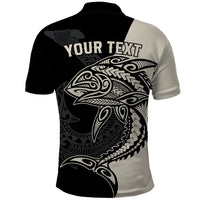 Personalised Polynesia Fishing Polo Shirt With Maori Hei Matau Fish Hook Gold Art - Wonder Print Shop