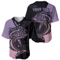 Personalised Polynesia Fishing Baseball Jersey With Maori Hei Matau Fish Hook Pastel Art LT9 - Wonder Print Shop