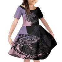 Personalised Polynesia Fishing Family Matching Long Sleeve Bodycon Dress and Hawaiian Shirt With Maori Hei Matau Fish Hook Pastel Art LT9 - Wonder Print Shop