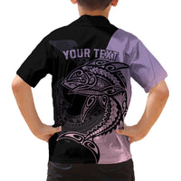 Personalised Polynesia Fishing Family Matching Short Sleeve Bodycon Dress and Hawaiian Shirt With Maori Hei Matau Fish Hook Pastel Art - Wonder Print Shop