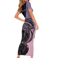 Personalised Polynesia Fishing Family Matching Short Sleeve Bodycon Dress and Hawaiian Shirt With Maori Hei Matau Fish Hook Pastel Art - Wonder Print Shop