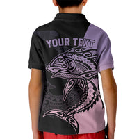 Personalised Polynesia Fishing Kid Polo Shirt With Maori Hei Matau Fish Hook Pastel Art - Wonder Print Shop
