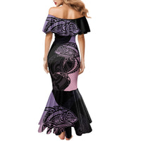 Personalised Polynesia Fishing Mermaid Dress With Maori Hei Matau Fish Hook Pastel Art - Wonder Print Shop