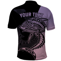 Personalised Polynesia Fishing Polo Shirt With Maori Hei Matau Fish Hook Pastel Art - Wonder Print Shop