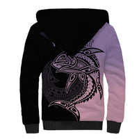 Personalised Polynesia Fishing Sherpa Hoodie With Maori Hei Matau Fish Hook Pastel Art - Wonder Print Shop