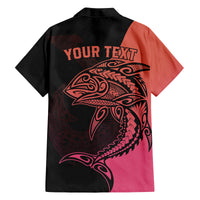 Personalised Polynesia Fishing Family Matching Summer Maxi Dress and Hawaiian Shirt With Maori Hei Matau Fish Hook Pink Art - Wonder Print Shop