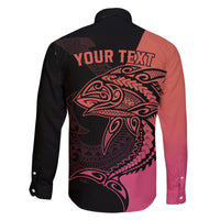 Personalised Polynesia Fishing Family Matching Summer Maxi Dress and Hawaiian Shirt With Maori Hei Matau Fish Hook Pink Art - Wonder Print Shop