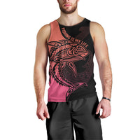 Personalised Polynesia Fishing Men Tank Top With Maori Hei Matau Fish Hook Pink Art - Wonder Print Shop