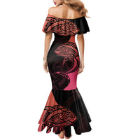 Personalised Polynesia Fishing Mermaid Dress With Maori Hei Matau Fish Hook Pink Art - Wonder Print Shop