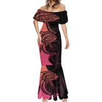 Personalised Polynesia Fishing Mermaid Dress With Maori Hei Matau Fish Hook Pink Art - Wonder Print Shop