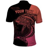 Personalised Polynesia Fishing Polo Shirt With Maori Hei Matau Fish Hook Pink Art - Wonder Print Shop