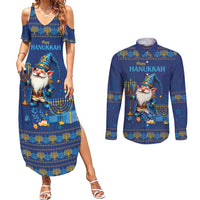Hanukkah Jewish Star of David Couples Matching Summer Maxi Dress and Long Sleeve Button Shirt Chilling With My Gnomies LT9 - Wonder Print Shop