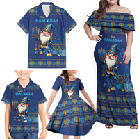 Hanukkah Jewish Star of David Family Matching Off Shoulder Maxi Dress and Hawaiian Shirt Chilling With My Gnomies LT9 - Wonder Print Shop