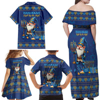 Hanukkah Jewish Star of David Family Matching Off Shoulder Maxi Dress and Hawaiian Shirt Chilling With My Gnomies LT9 - Wonder Print Shop
