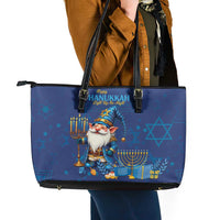 Hanukkah Jewish Star of David Leather Tote Bag Chilling With My Gnomies - Wonder Print Shop