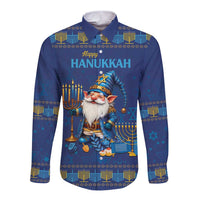 Hanukkah Jewish Star of David Long Sleeve Button Shirt Chilling With My Gnomies - Wonder Print Shop